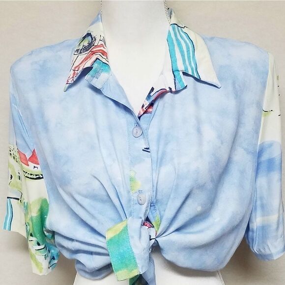 VINTAGE 80s SeaSuns Hawaiian Seaside Cropped Top - Picture 7 of 8